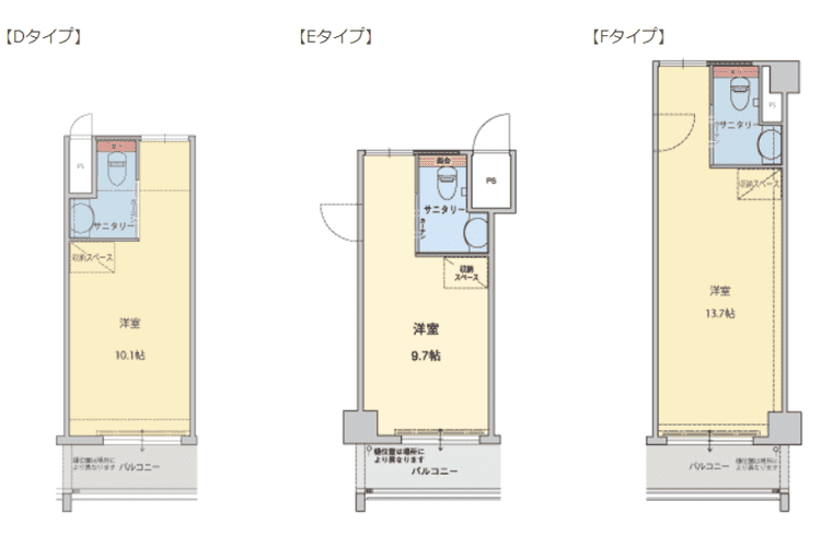 居室は広々としたワンルームタイプ