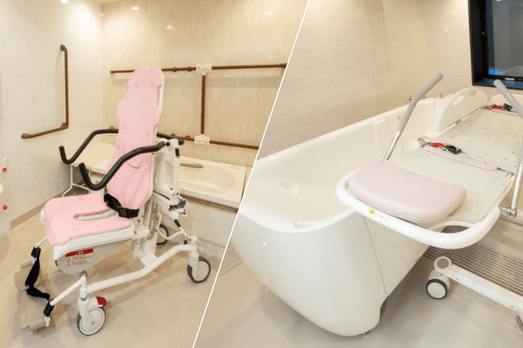 湯上りスペース付きの浴室