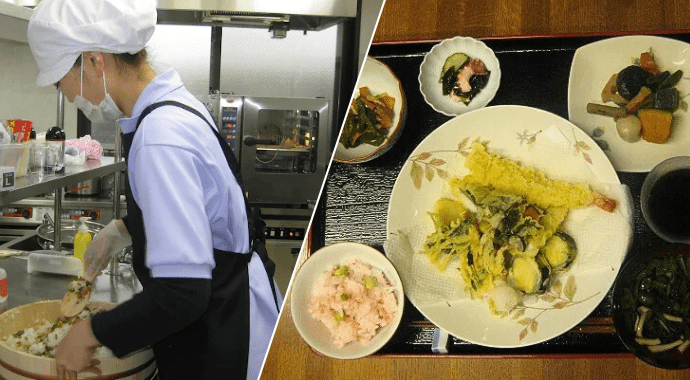 施設直営の厨房で旬の食材を使った食事を提供イメージ